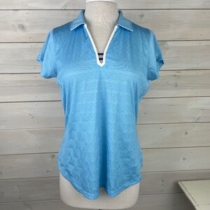 Pebble Beach Blue Short Sleeve Dry-Luxe Performance Golf Polo Top